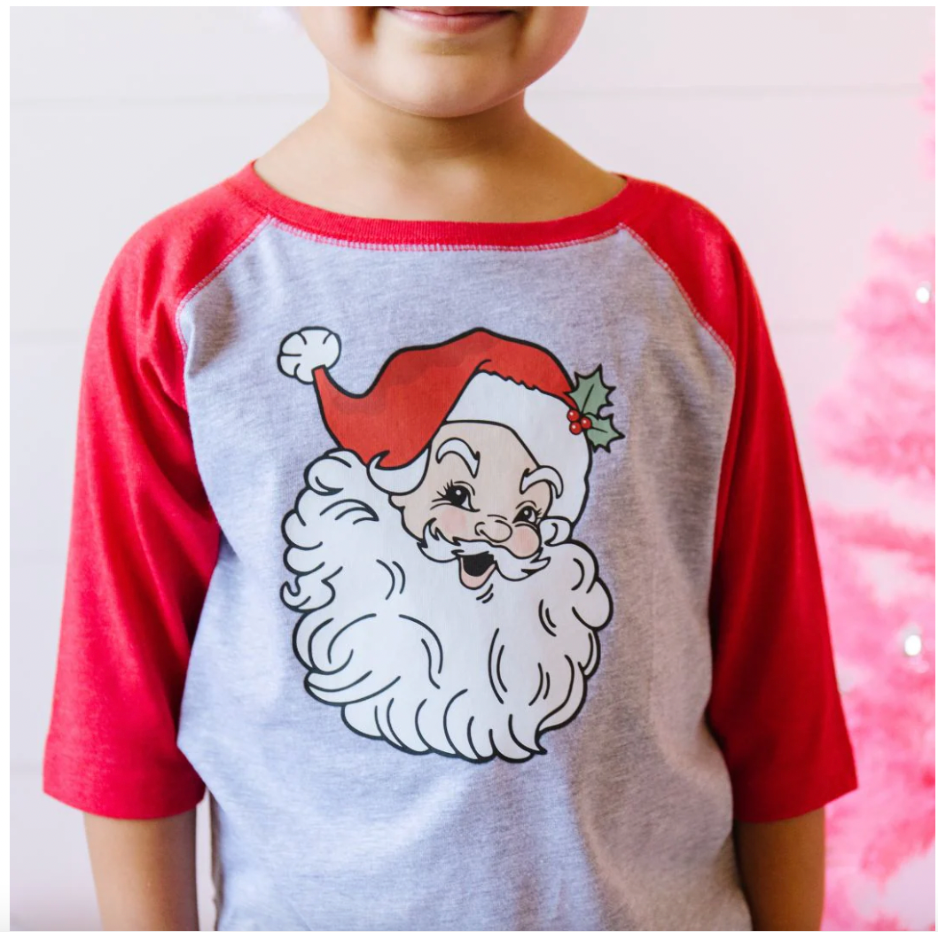 Retro Santa Christmas Shirt, Heather/Red