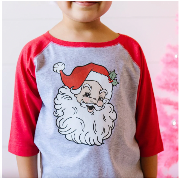 Retro Santa Christmas Shirt, Heather/Red