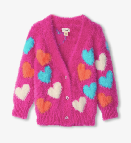 Jumbo Hearts Boucle Cardigan