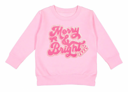 Merry and Bright Patch Sweatshirt, Pink