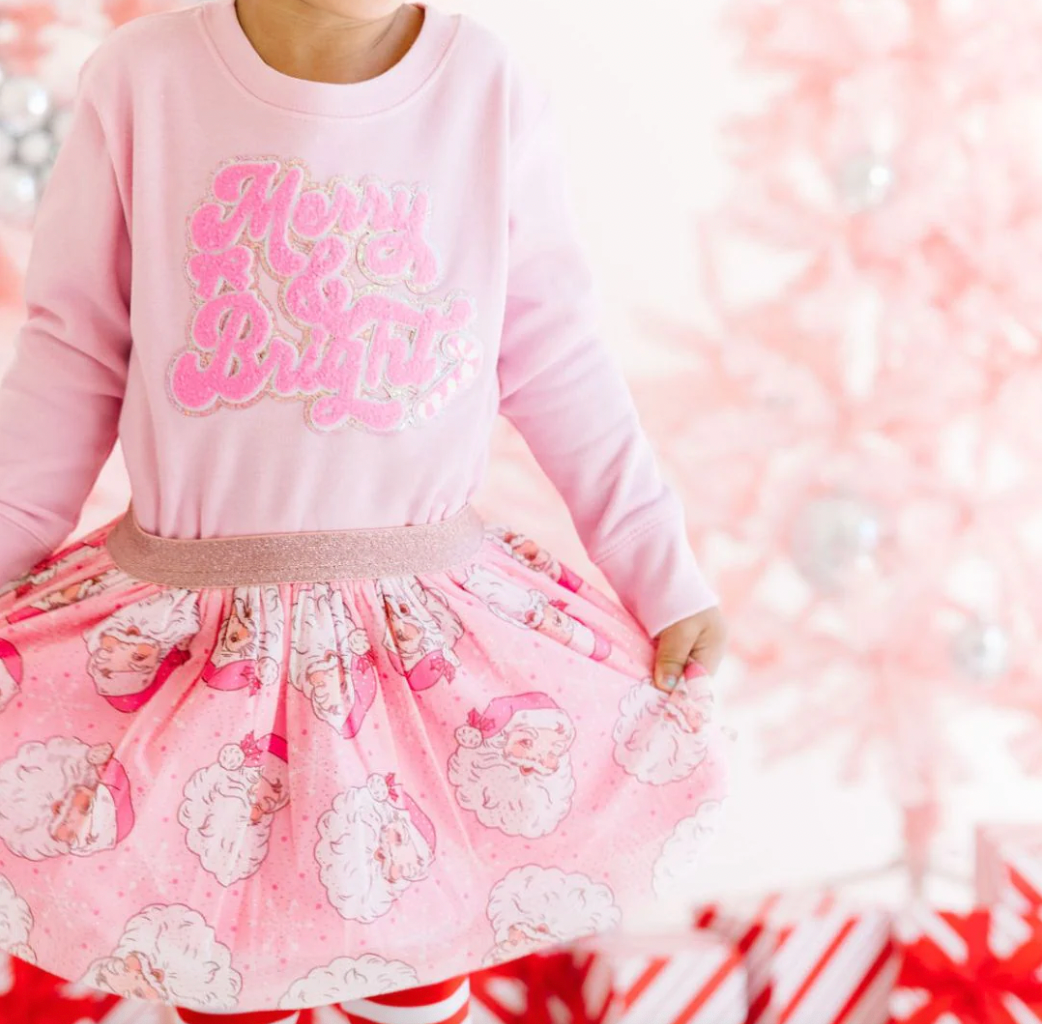 Merry and Bright Patch Sweatshirt, Pink