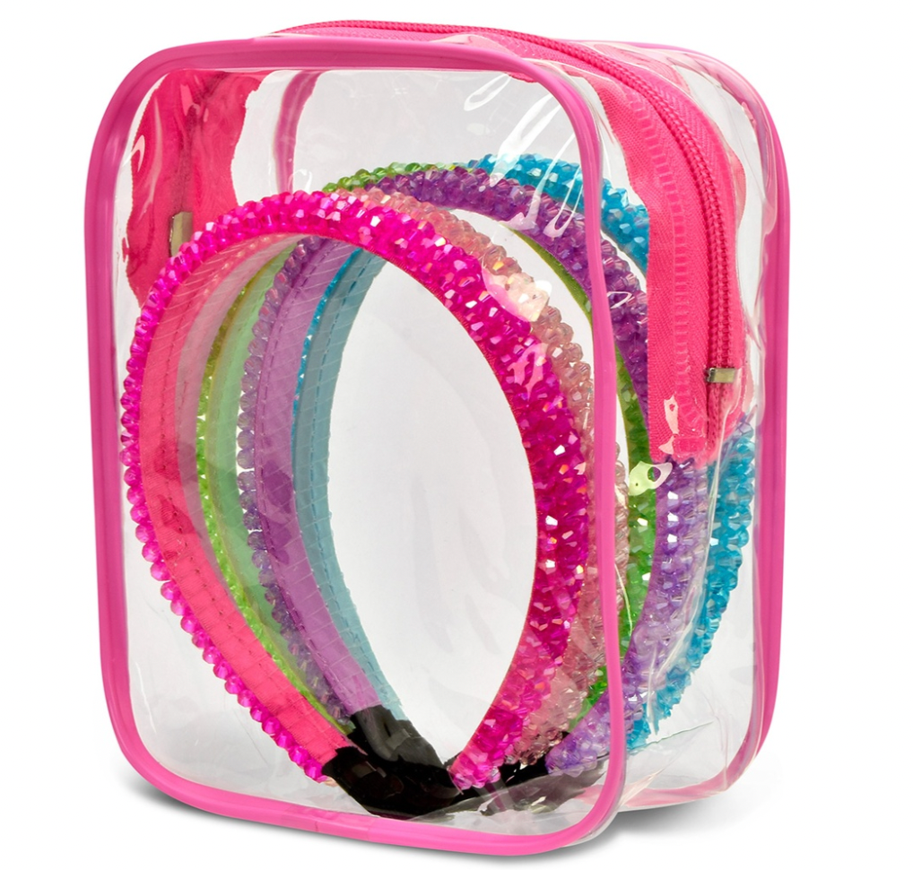 5 Pack Rhinestone Headbands In Reusable Pouch