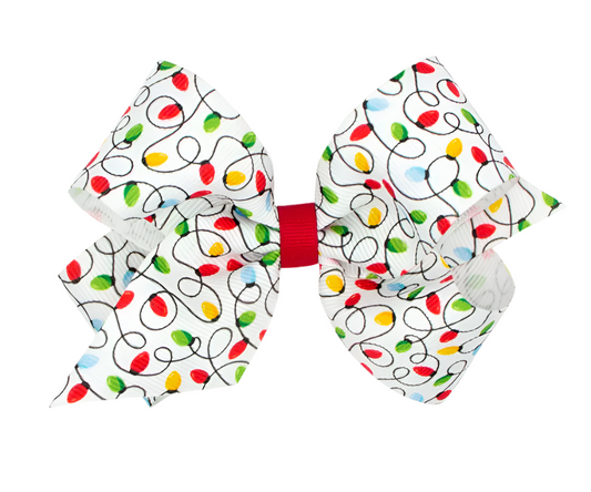 Medium Christmas Lights Grosgrain Hair Bow - Magpies Paducah