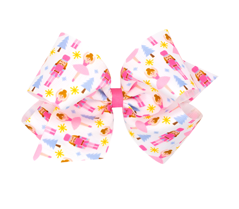 King Pink Nutcracker Printed Grosgrain Hair Bow