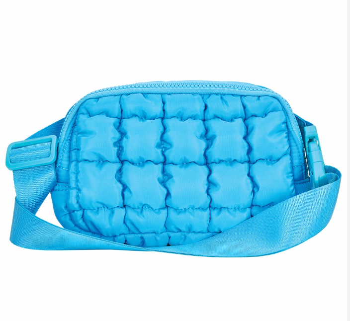 Quilted Belt Bag, Bright Blue