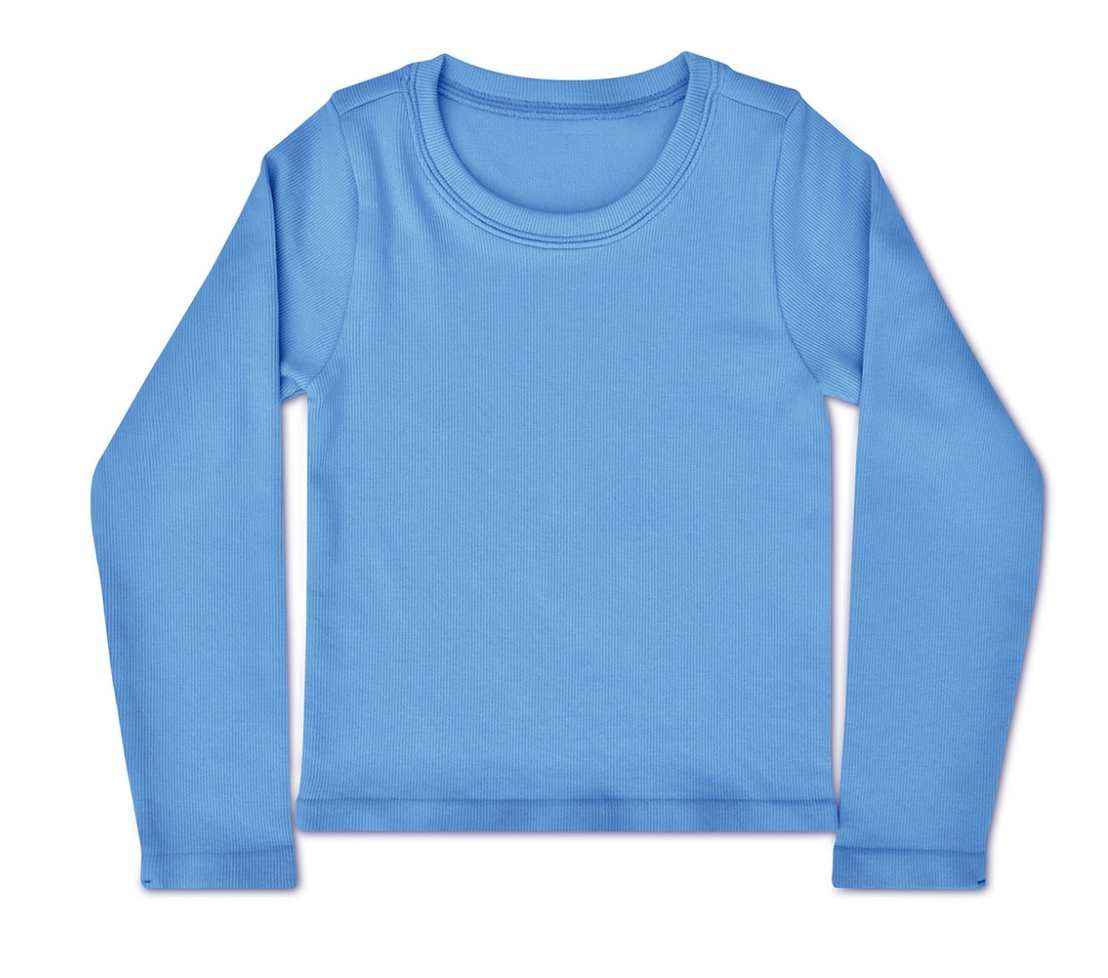 Bright Blue Ribbed Long Sleeve Shirt