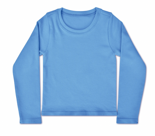 Bright Blue Ribbed Long Sleeve Shirt - Magpies Paducah