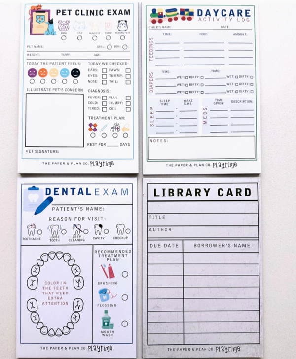 Playtime Pads, (Vet, Librarian, Daycare, & Dentist)