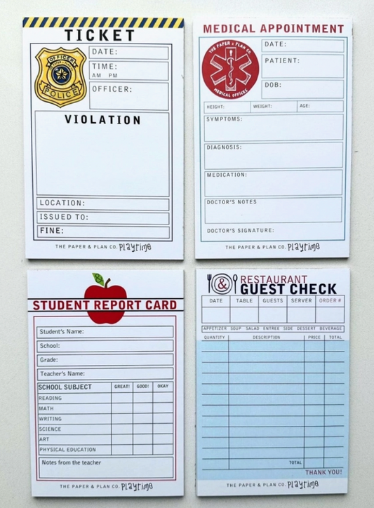 Playtime Pads (Police, Waiter, Doctor, & Teacher) - Magpies Paducah