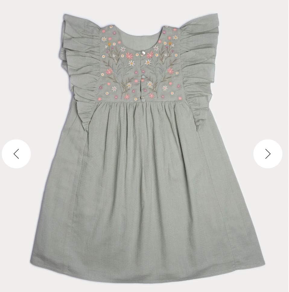 Clothilde Dress, Sage Swiss Dot