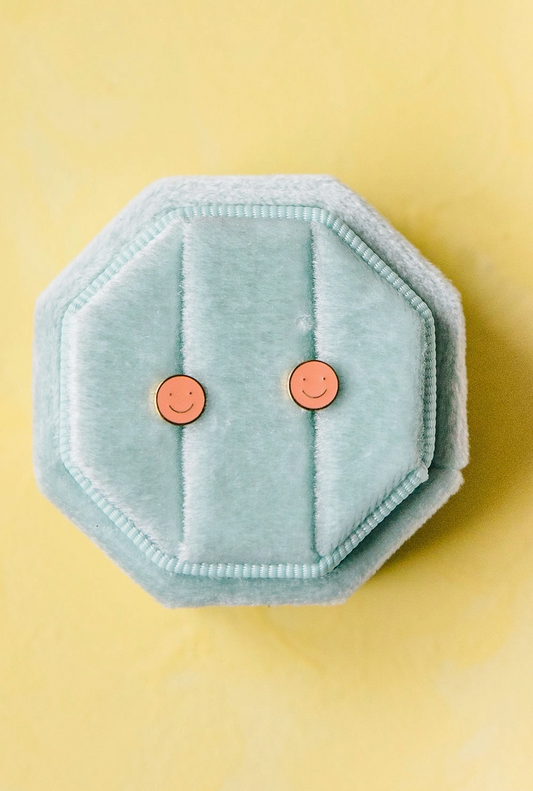 Red Smiley Stud Earrings - Magpies Paducah