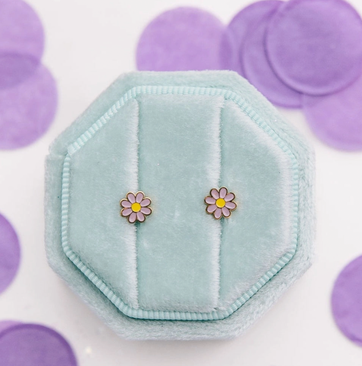 Purple Daisy Stud Earrings