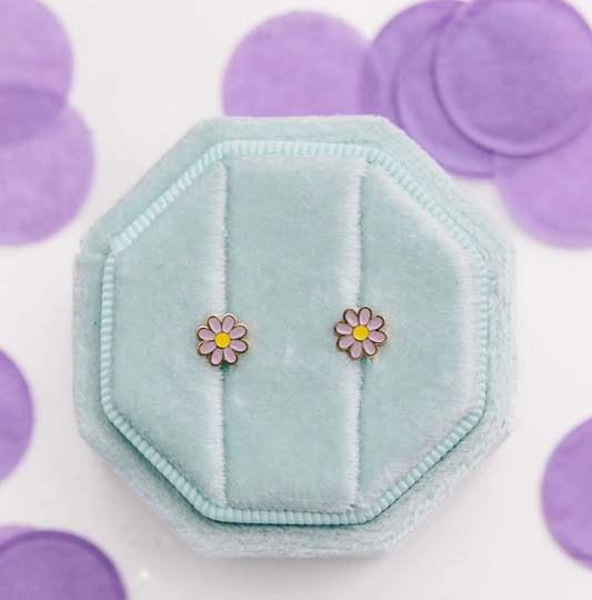 Purple Daisy Stud Earrings