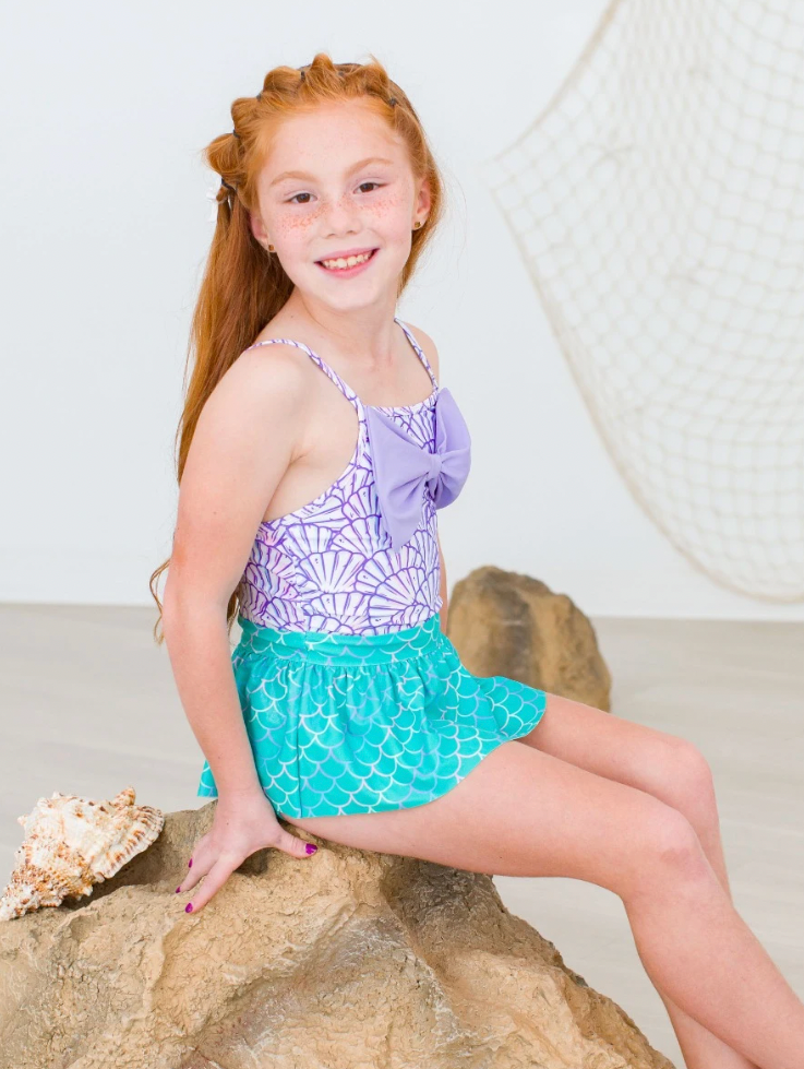 Magical Mermaid Big Bow Skirted One Piece