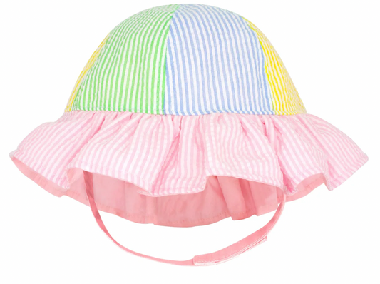 Ruffle Brim Sun Hat, Seersucker