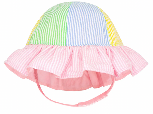 Ruffle Brim Sun Hat, Seersucker - Magpies Paducah
