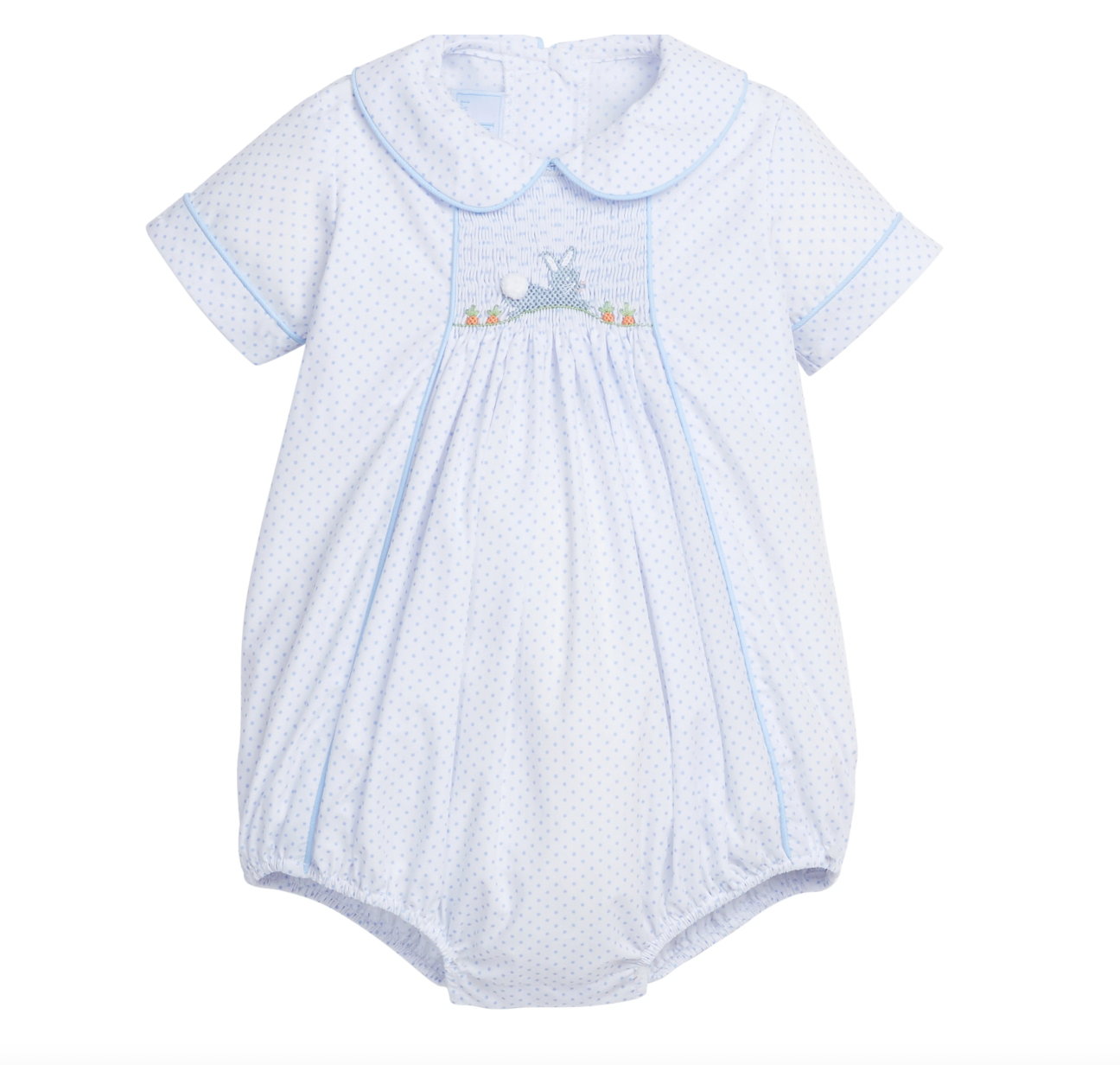 Chest Smocked Bubble, Blue Bunny