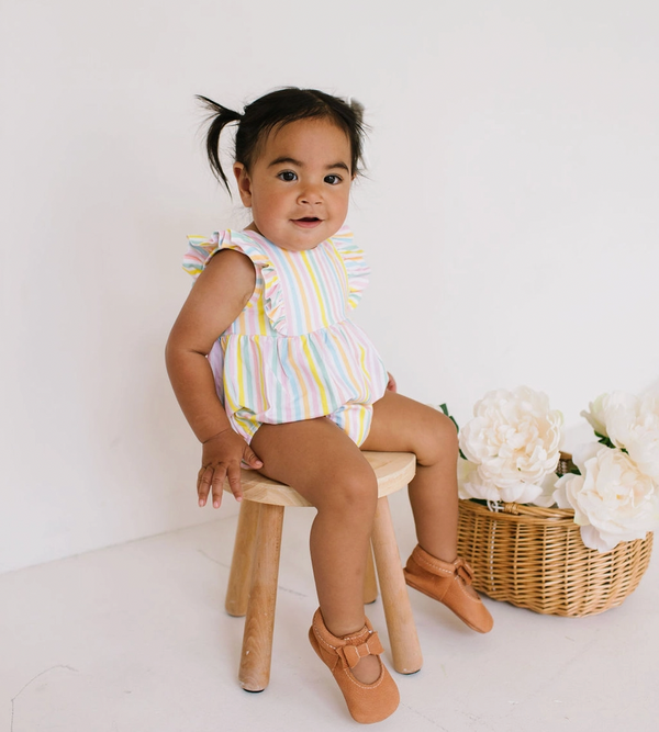 Amelia Romper, Pastel Stripe