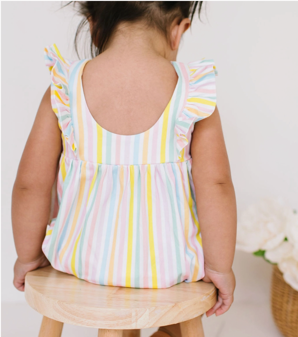 Amelia Romper, Pastel Stripe