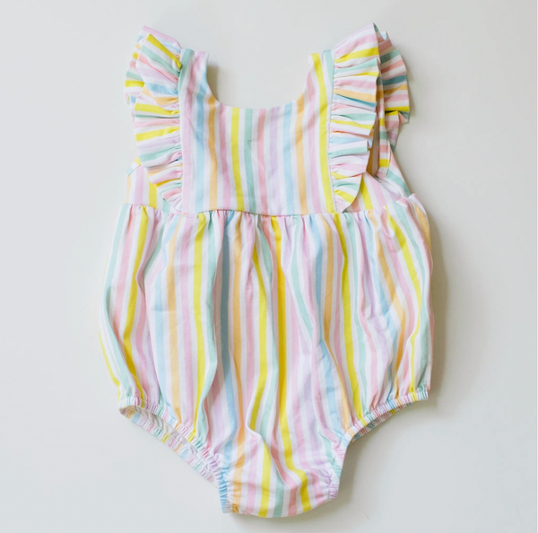 Amelia Romper, Pastel Stripe