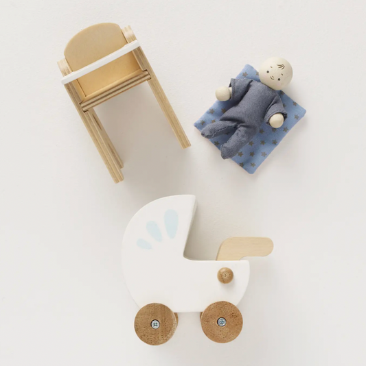 Wooden Dolls House Nursery and Baby Set - Magpies Paducah