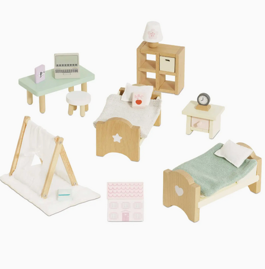 Wooden Dolls House Child's Bedroom Furniture - Magpies Paducah