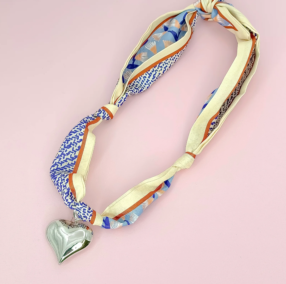 Tied to You Scarf Necklace, Silver - Magpies Paducah