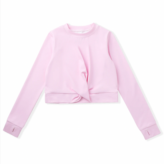 Long Sleeve Knot Top, Pink - Magpies Paducah