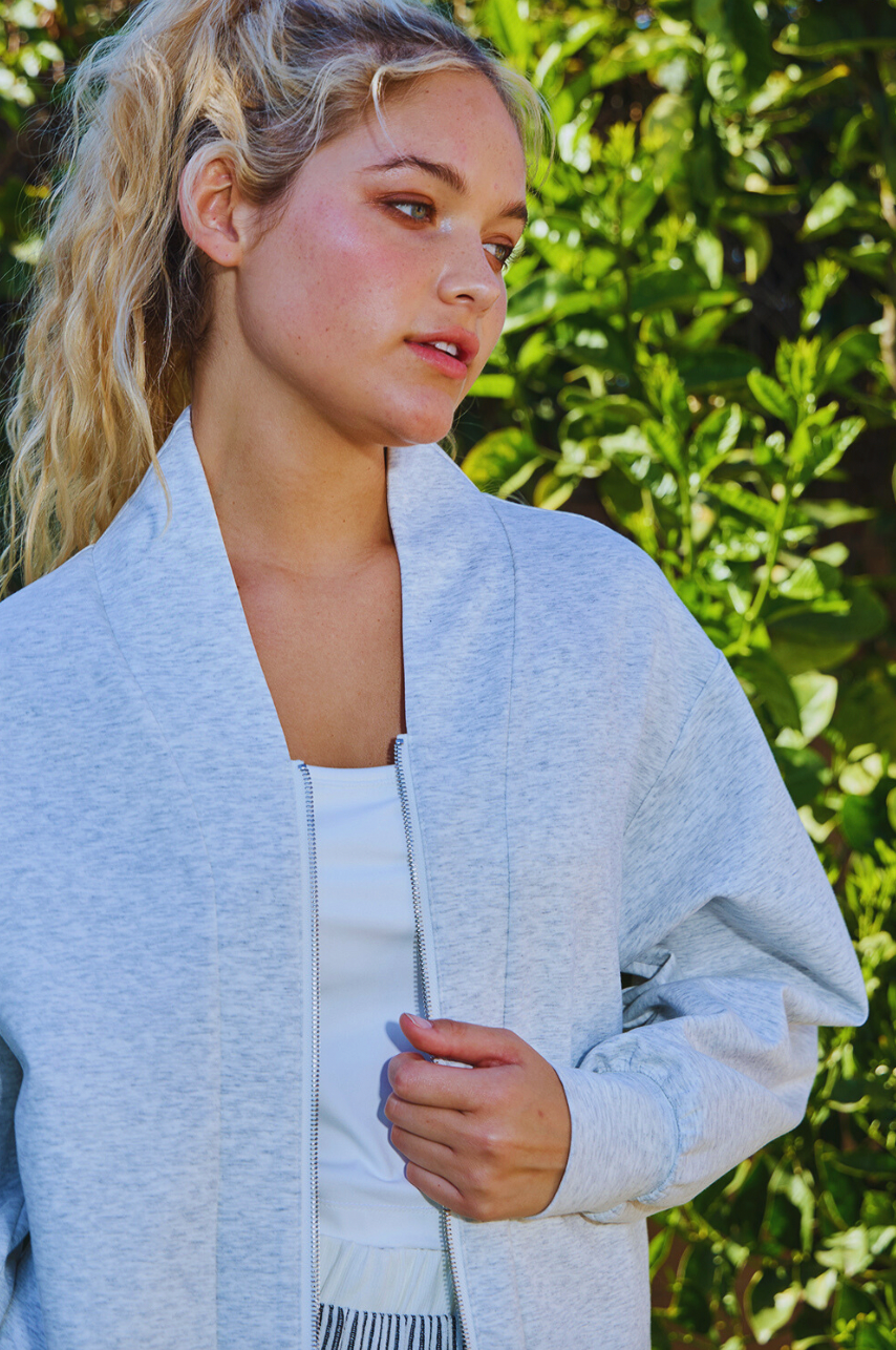 V-Neck Soft Scuba Jacket, Ash Grey - Magpies Paducah