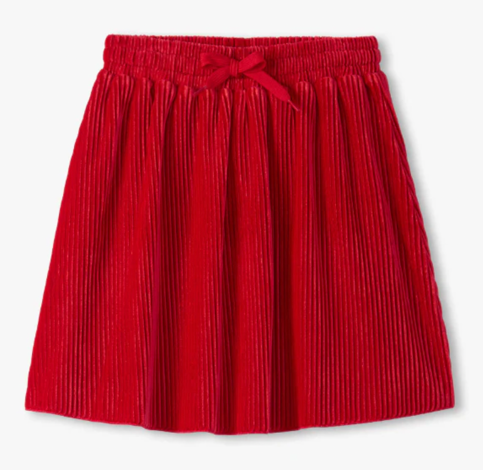 Red Pleated Velour Skirt - Magpies Paducah