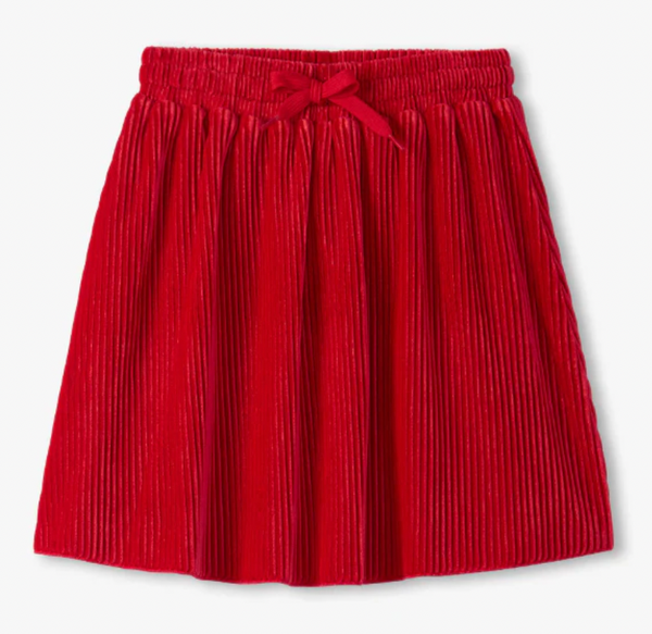 Red Pleated Velour Skirt - Magpies Paducah