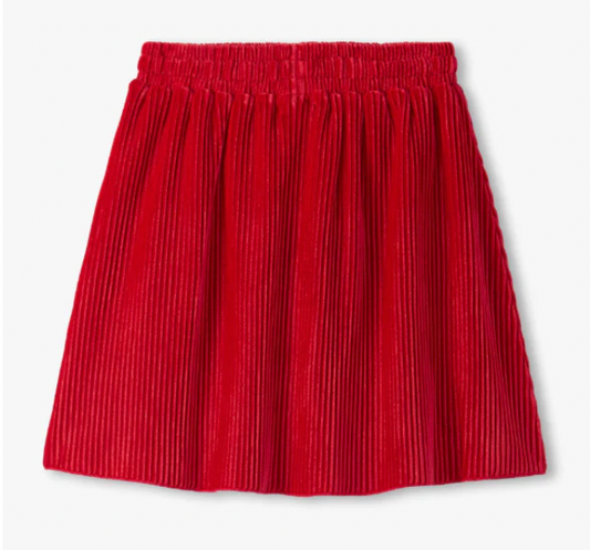 Red Pleated Velour Skirt - Magpies Paducah