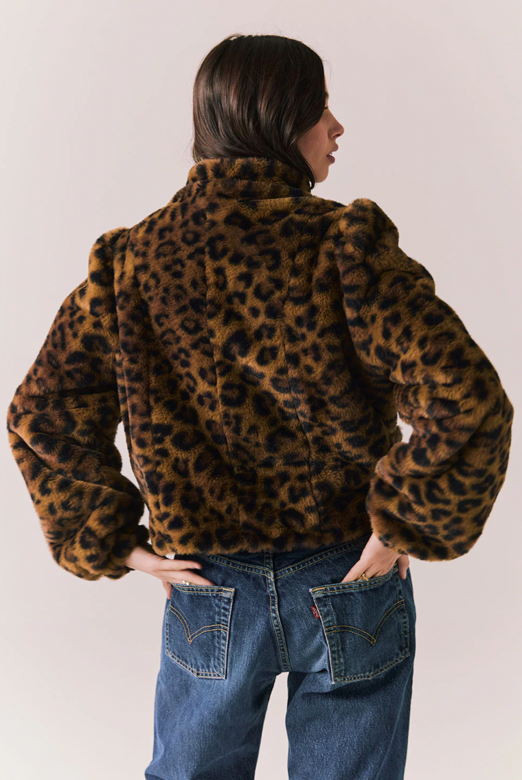 Women's Leopard Puff Sleeve Jacket - Magpies Paducah