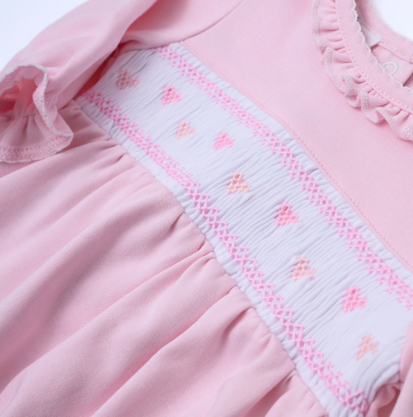 Valentine's Smocked Bubble, PInk