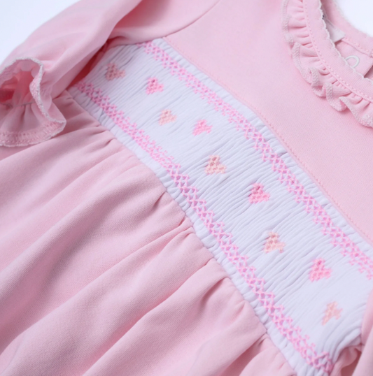 Valentine's Smocked Bubble, PInk