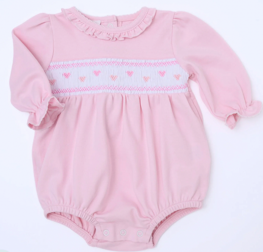 Valentine's Smocked Bubble, PInk