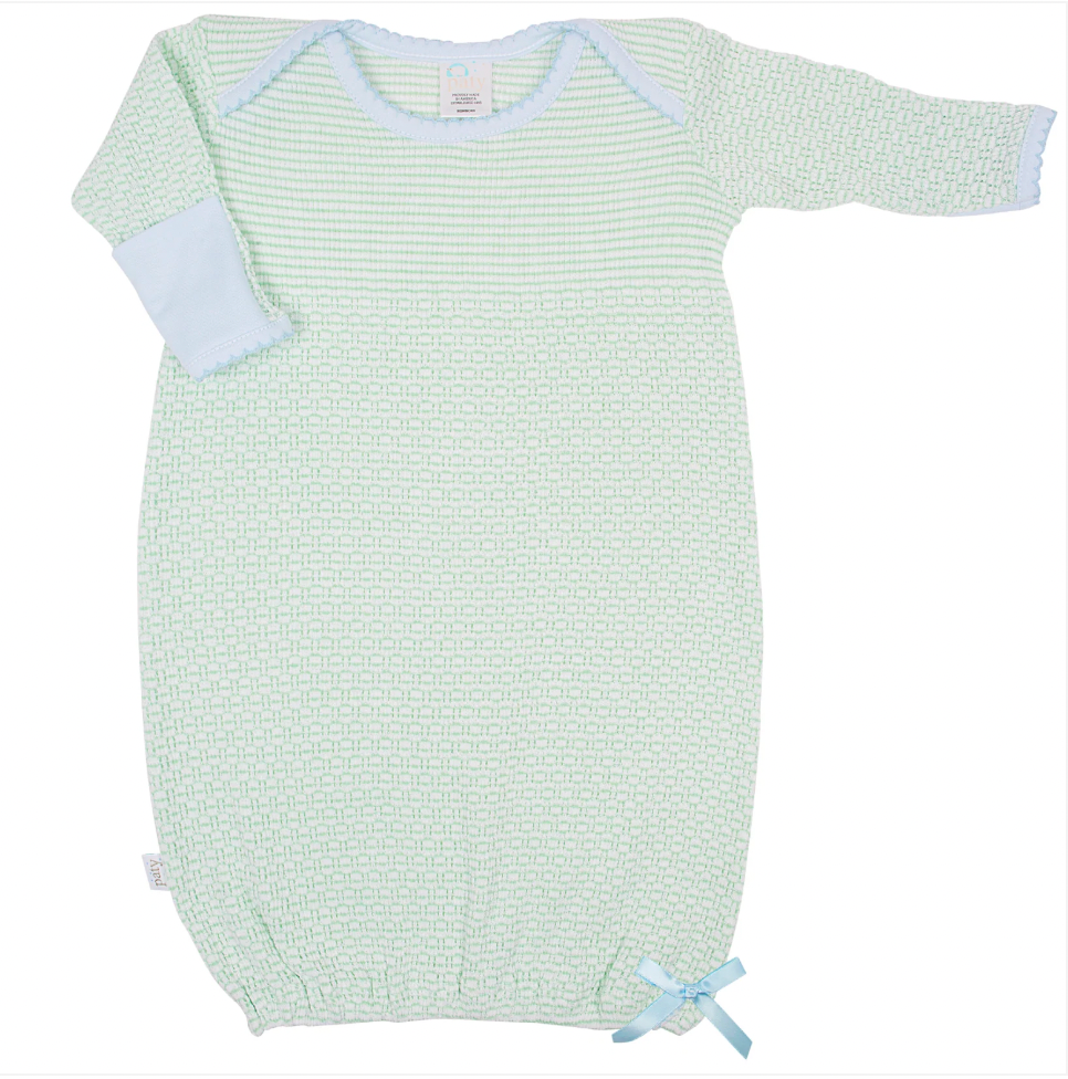 Mint w/ Blue Trim Overlap Shoulder Gown - Magpies Paducah