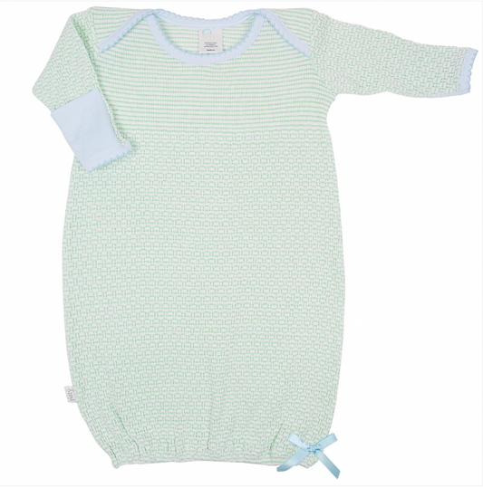 Mint w/ Blue Trim Overlap Shoulder Gown - Magpies Paducah