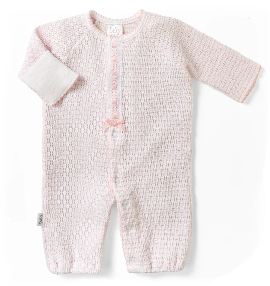 Pink Knit Pinstripe Converter with Eyelet Trim - Magpies Paducah