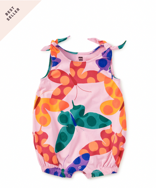 Tie Shoulder Baby Romper, Butterfly Spot - Magpies Paducah