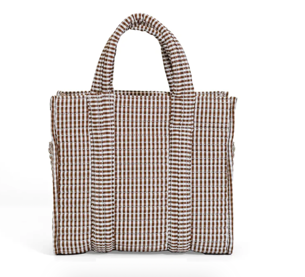 Quilted Go Go Tote, Gingham Cocoa