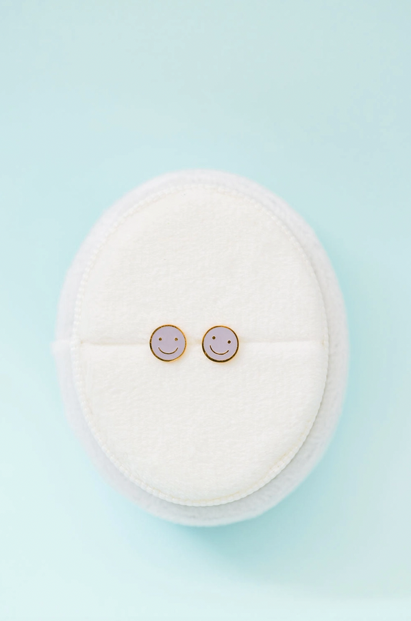 Purple Smiley Stud Earrings