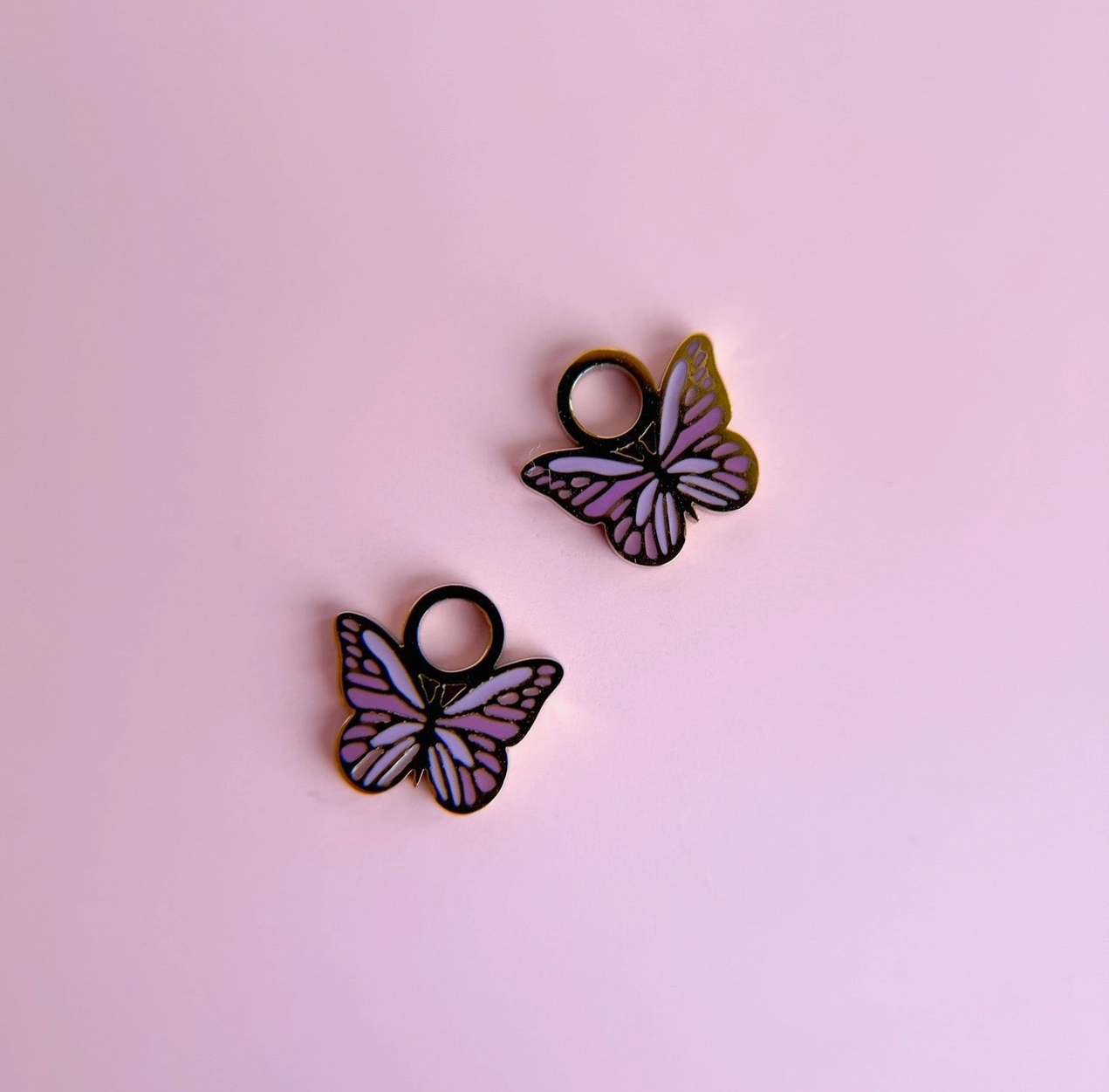 Purple Butterfly Huggie Charm