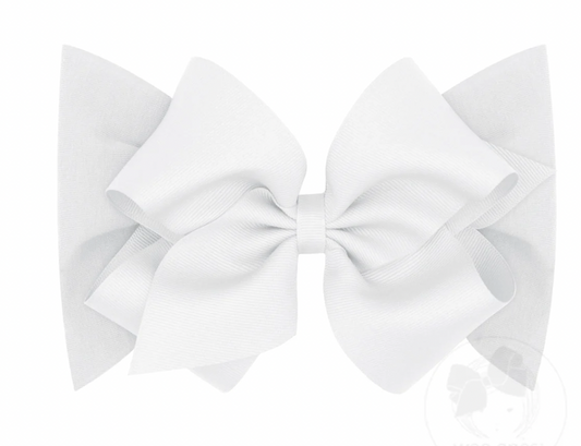 King Bow on Matching Jersey Headband, White - Magpies Paducah