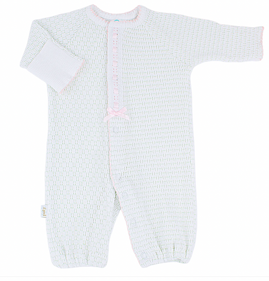 Mint w/ Pink Knit Pinstripe Converter with Eyelet Trim - Magpies Paducah