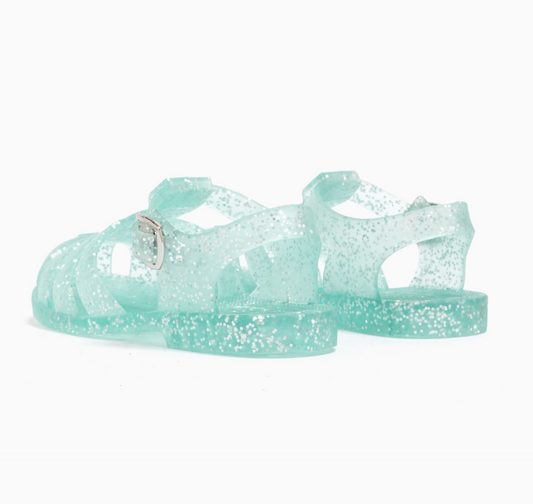 Aqua Glitter Jelly Sandal - Magpies Paducah