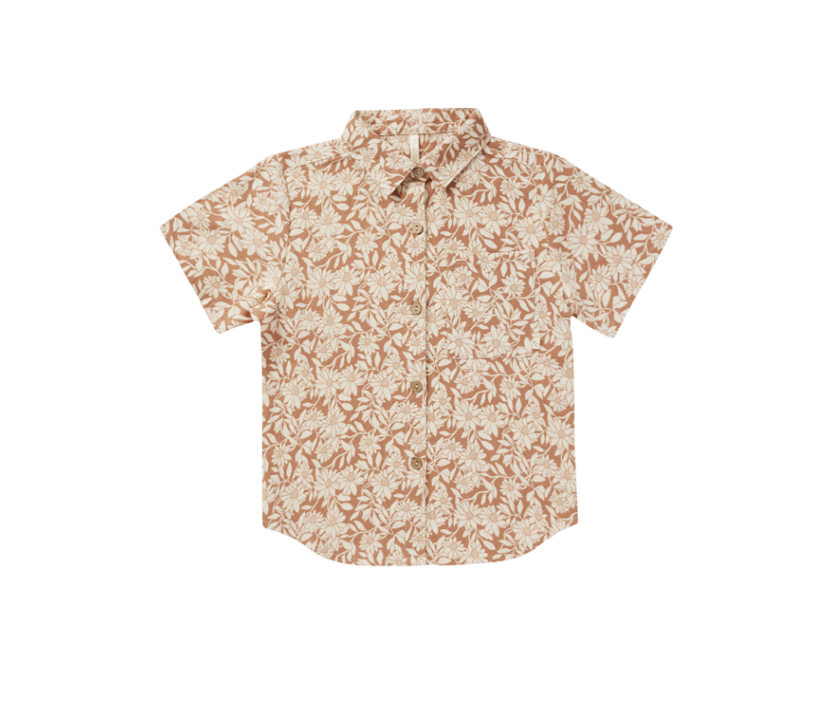 Collared Short Sleeve Shirt, Plumeria - Magpies Paducah