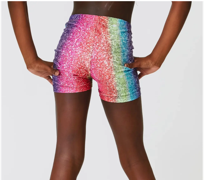 Bike Shorts, Rainbow Glitter Foil - Magpies Paducah