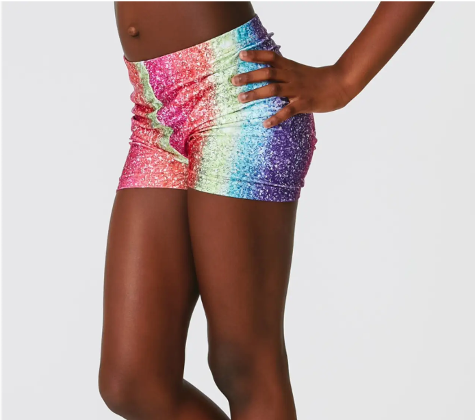 Bike Shorts, Rainbow Glitter Foil - Magpies Paducah