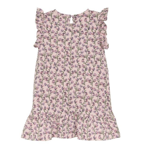 Knit Ruffle Shoulder Dress, Peachskin Petals - Magpies Paducah